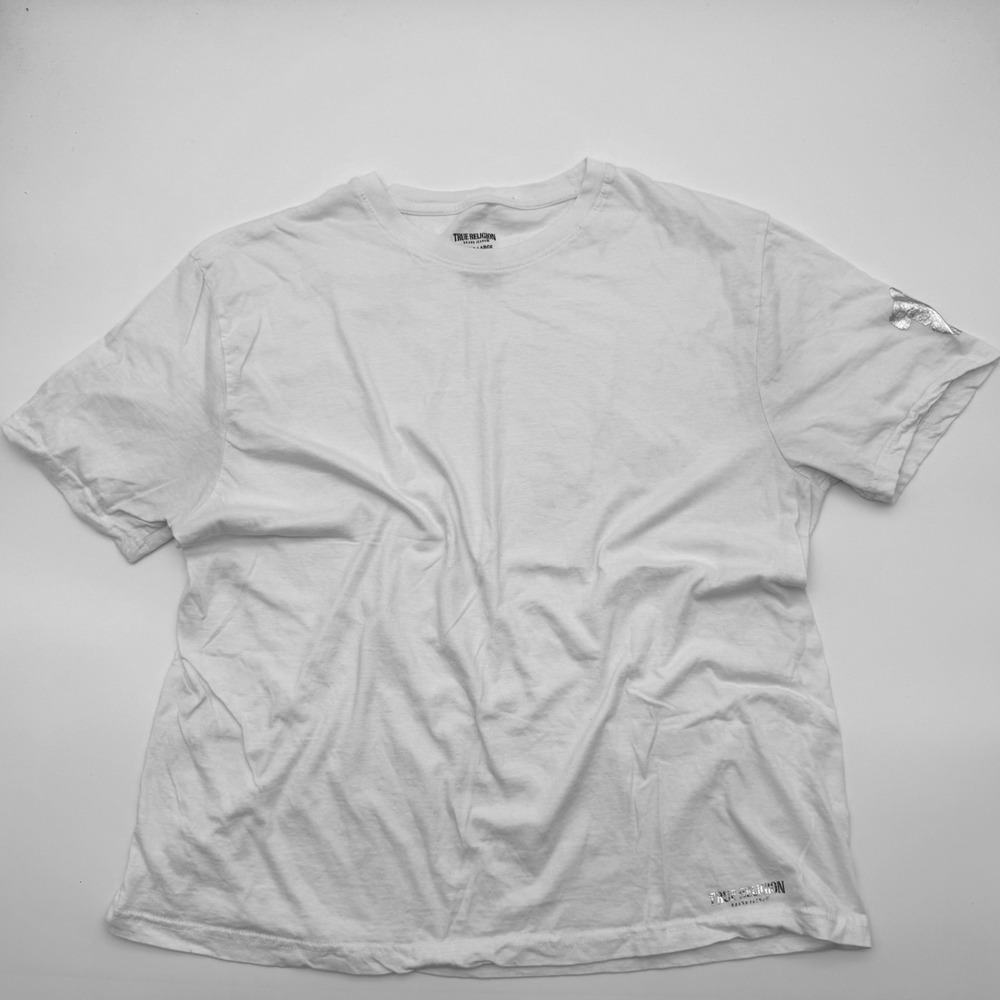 True Religion Mens White Silver Foil‎ Horseshoe Logo T-Shirt XL